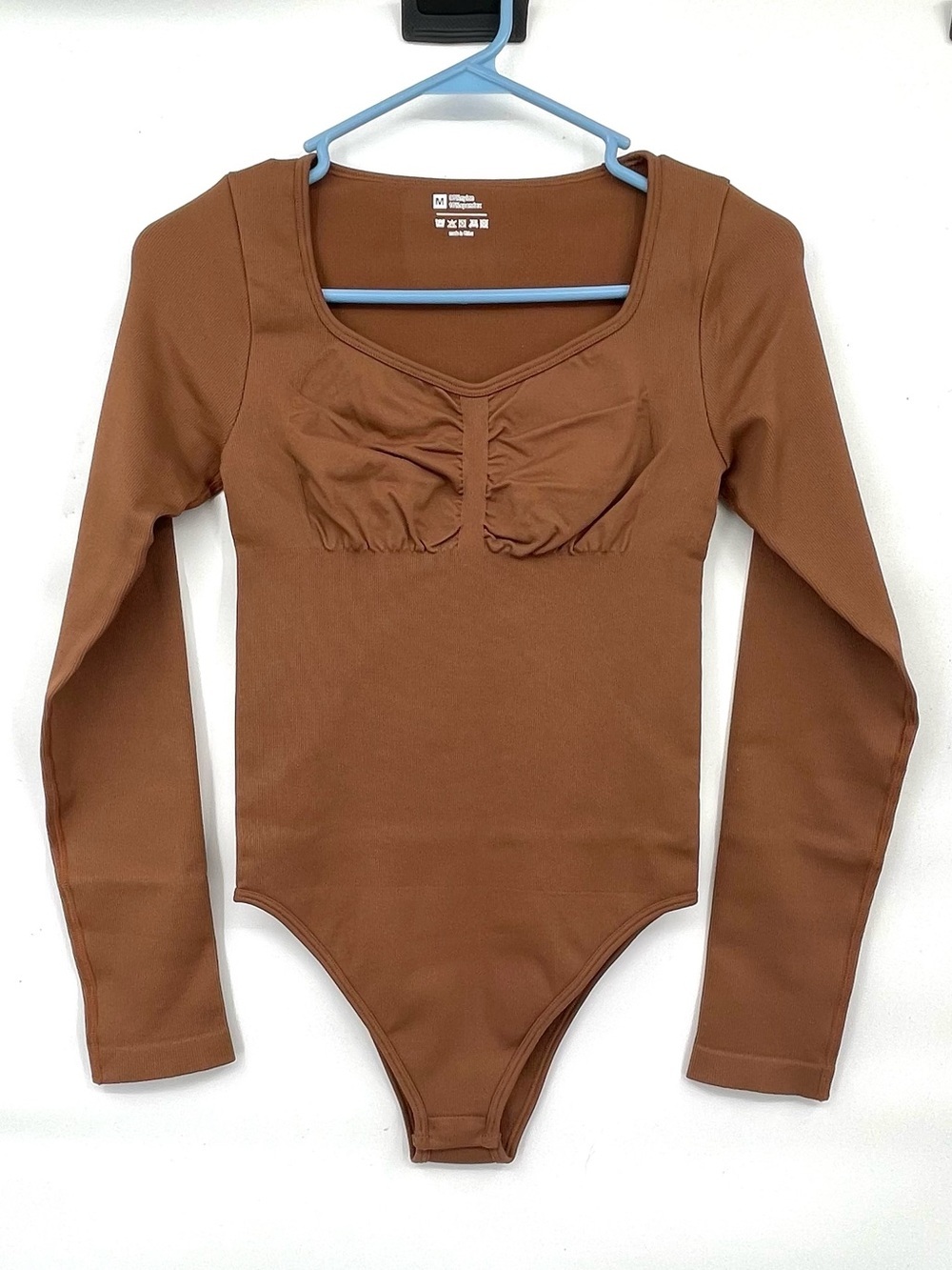 HYZ NWOT Brown compression long sleeve athletic bodysuit